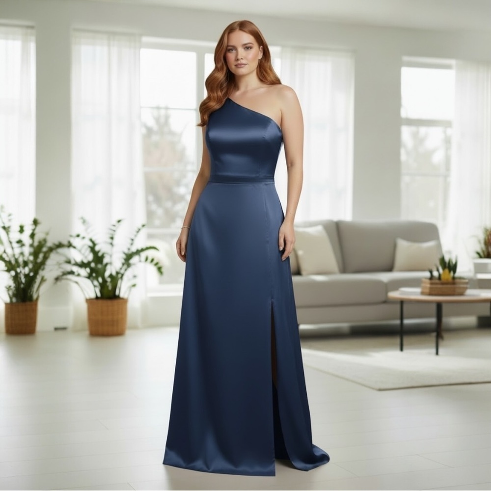 Chic One-Shoulder Navy Dress Plus Size 3X - Picture 2 of 9